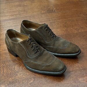 Mezlan Men's Ambrose Brown Suede Lace-Up Oxfords with a Tapered Toe, Size 9.5